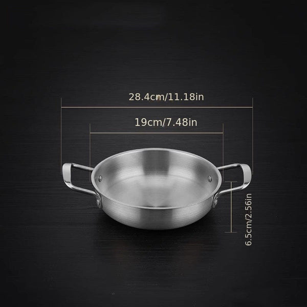 Planet Gates Seafood Griddle (double Ears) Without Lid-gold 18cm 1pc, Korean Seafood Pot, Stainless Steel Ramen Noodles Pot For Hot Pot, Golden Instant Noodle Pot, Two Ear Noodle Pot, Kitchen Utensils, Camping Cooking Tools, Cookware