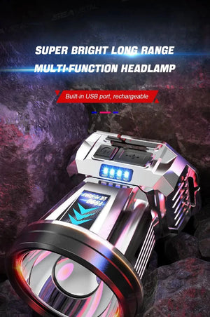 Planet Gates SEAMETAL Portable Work Light Ultra-Bright Head-Mounted Working Light Outdoor Emergency Led Flashlight Fishing Lamp USB Charging
