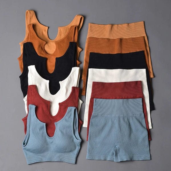 Planet Gates Seamless Sport Suit Yoga Suit Fitness Gym Clothes Women Gym Crop Top Yoga Shirts Bra Leggings Shorts Sportsuit Workout Outfit