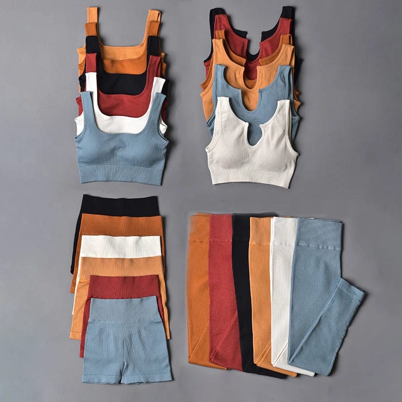 Planet Gates Seamless Sport Suit Yoga Suit Fitness Gym Clothes Women Gym Crop Top Yoga Shirts Bra Leggings Shorts Sportsuit Workout Outfit