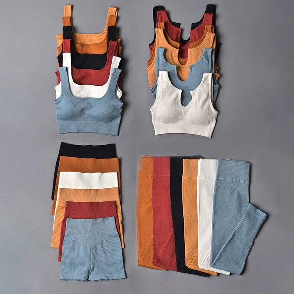 Planet Gates Seamless Sport Suit Yoga Suit Fitness Gym Clothes Women Gym Crop Top Yoga Shirts Bra Leggings Shorts Sportsuit Workout Outfit