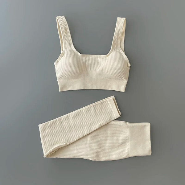 Planet Gates Seamless Yoga Set Ribbed Workout Outfits for Women 2/4 Piece Sport Bra High Waist Shorts Yoga Leggings Sets Fitness Gym Clothing