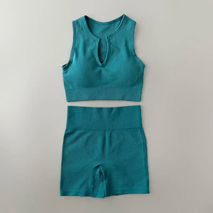 Planet Gates Seamless Yoga Set Ribbed Workout Outfits for Women 2/4 Piece Sport Bra High Waist Shorts Yoga Leggings Sets Fitness Gym Clothing