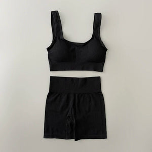 Planet Gates Seamless Yoga Set Ribbed Workout Outfits for Women 2/4 Piece Sport Bra High Waist Shorts Yoga Leggings Sets Fitness Gym Clothing