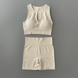 Planet Gates Seamless Yoga Set Ribbed Workout Outfits for Women 2/4 Piece Sport Bra High Waist Shorts Yoga Leggings Sets Fitness Gym Clothing