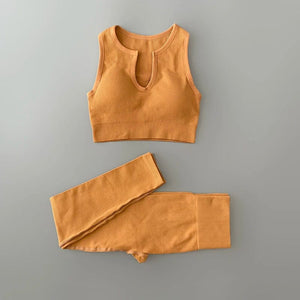 Planet Gates Seamless Yoga Set Ribbed Workout Outfits for Women 2/4 Piece Sport Bra High Waist Shorts Yoga Leggings Sets Fitness Gym Clothing