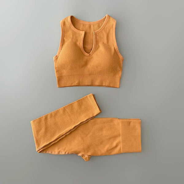 Planet Gates Seamless Yoga Set Ribbed Workout Outfits for Women 2/4 Piece Sport Bra High Waist Shorts Yoga Leggings Sets Fitness Gym Clothing