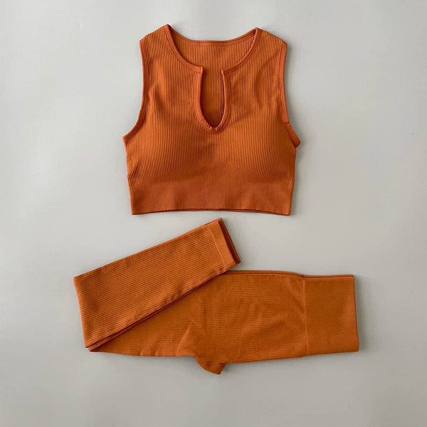 Planet Gates Seamless Yoga Set Ribbed Workout Outfits for Women 2/4 Piece Sport Bra High Waist Shorts Yoga Leggings Sets Fitness Gym Clothing