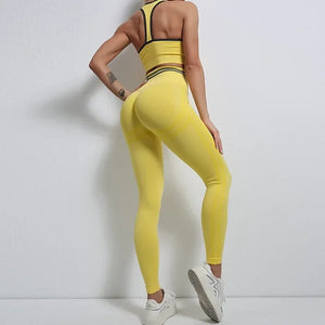 Planet Gates Seamless Yoga Sets Sports Fitness High Waist Hip Raise Pants Long-Sleeved Backless Suit Workout Clothes Gym Shorts Set for Women