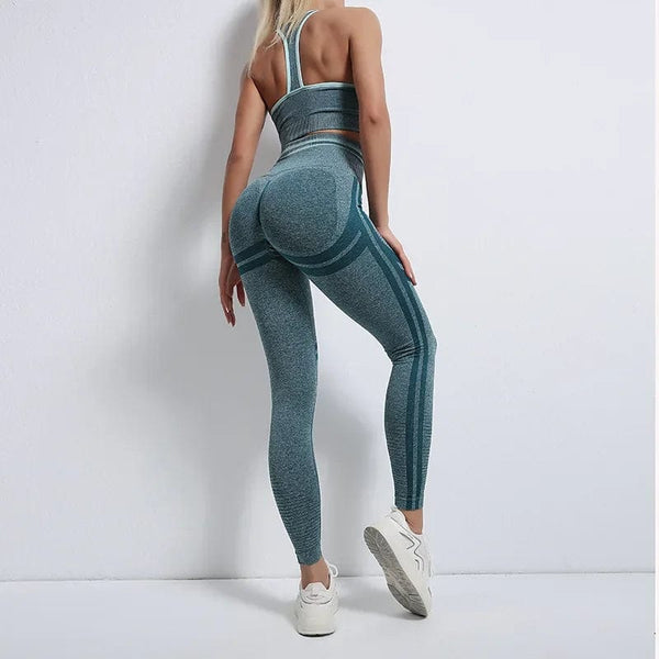 Planet Gates Seamless Yoga Sets Sports Fitness High Waist Hip Raise Pants Long-Sleeved Backless Suit Workout Clothes Gym Shorts Set for Women