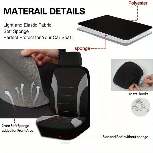 Planet Gates Seat Covers 9pcs Set Car Cushion Auto Accessories Seat Protect Five-Seat Universal Black Gray Blue Red