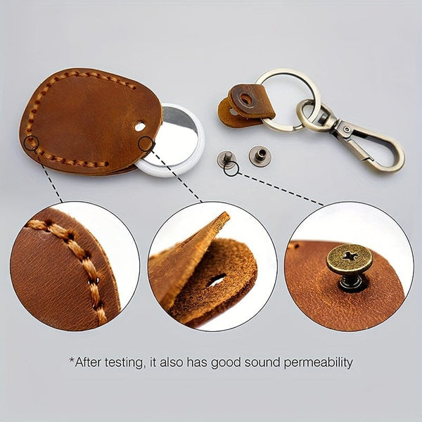 Planet Gates Secure Your Airtags With This Stylish Retro Faux Leather Case + Keychain