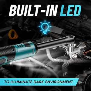 Planet Gates SEESII 3/8 Inch 55Nm Cordless Electric Wrench 6" Extended Ratchet Wrench 12V Rechargeable Car Repair Tool Set Angle Wrench