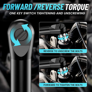 Planet Gates SEESII 3/8 Inch 55Nm Cordless Electric Wrench 6" Extended Ratchet Wrench 12V Rechargeable Car Repair Tool Set Angle Wrench