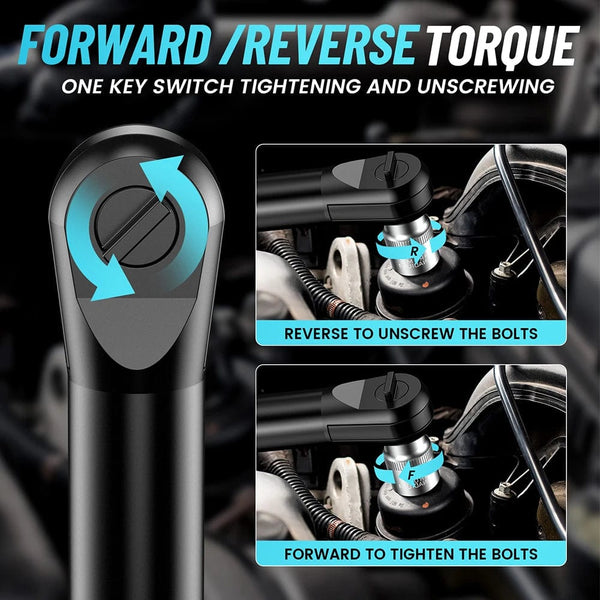 Planet Gates SEESII 3/8 Inch 55Nm Cordless Electric Wrench 6" Extended Ratchet Wrench 12V Rechargeable Car Repair Tool Set Angle Wrench