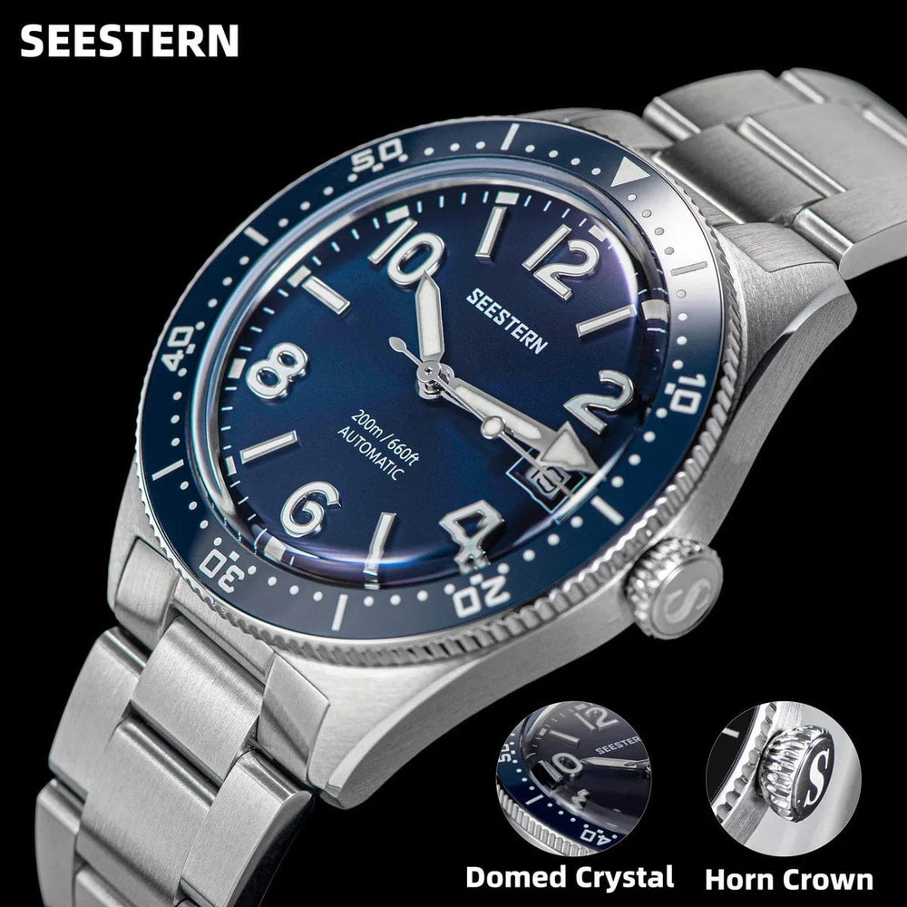 Planet Gates SEESTERN Diving Watch of Men Automatic Mechanical Wristwatches Seagul ST2130 Movement 20bar Waterproof Luminous Domed Crystal