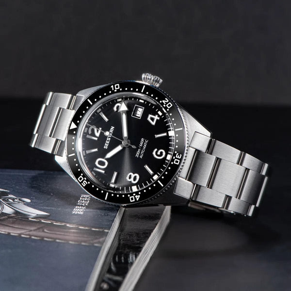 Planet Gates SEESTERN Diving Watch of Men Automatic Mechanical Wristwatches Seagul ST2130 Movement 20bar Waterproof Luminous Domed Crystal