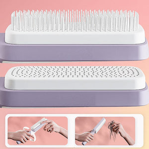 Planet Gates Self Cleaning Hairbrush Women Hair Brush One-key Cleaning Hair Loss Airbag Scalp Massage Comb Anti-Static Hairbrush