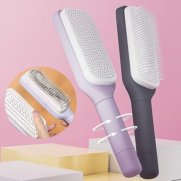 Planet Gates Self Cleaning Hairbrush Women Hair Brush One-key Cleaning Hair Loss Airbag Scalp Massage Comb Anti-Static Hairbrush