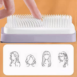 Planet Gates Self Cleaning Hairbrush Women Hair Brush One-key Cleaning Hair Loss Airbag Scalp Massage Comb Anti-Static Hairbrush