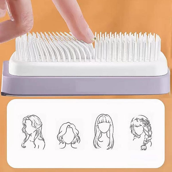 Planet Gates Self Cleaning Hairbrush Women Hair Brush One-key Cleaning Hair Loss Airbag Scalp Massage Comb Anti-Static Hairbrush