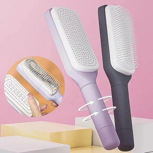 Planet Gates Self Cleaning Hairbrush Women Hair Brush One-key Cleaning Hair Loss Airbag Scalp Massage Comb Anti-Static Hairbrush
