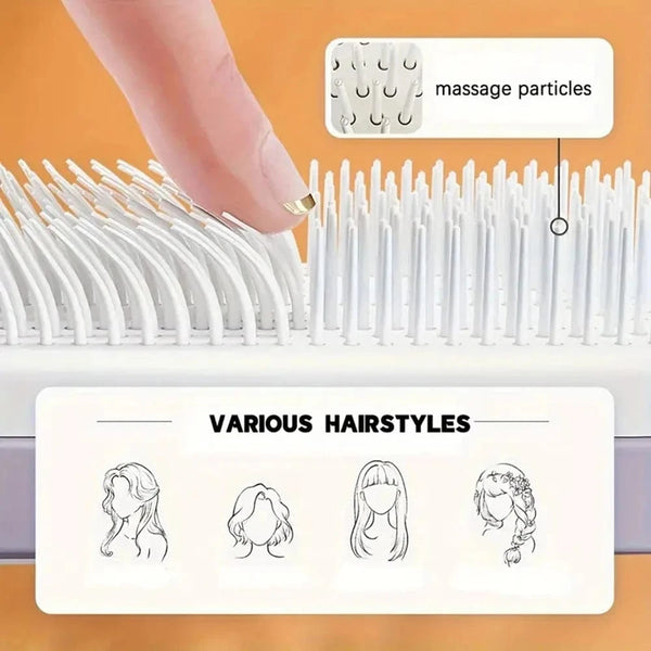 Planet Gates Self-Cleaning Scalp Massage Comb Air-bag Hair Comb Portable Anti-Detangling Hair Brush For Hair Styling One-key Cleaning Tools