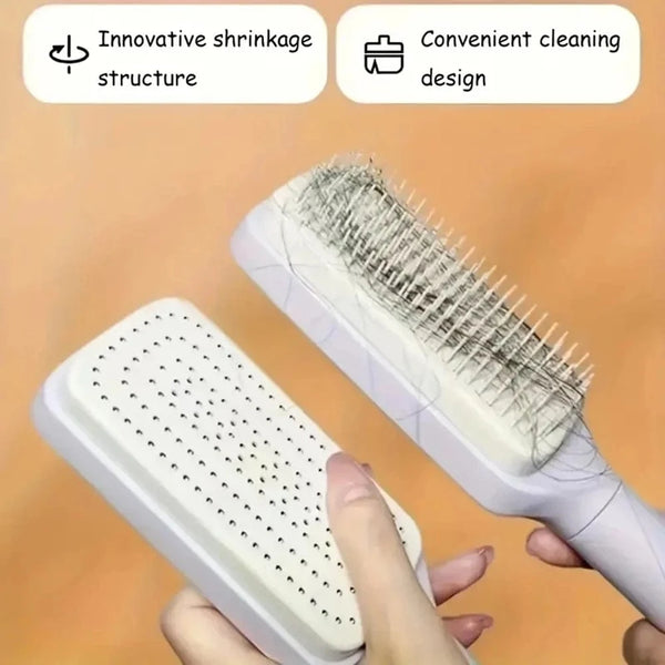 Planet Gates Self-Cleaning Scalp Massage Comb Air-bag Hair Comb Portable Anti-Detangling Hair Brush For Hair Styling One-key Cleaning Tools