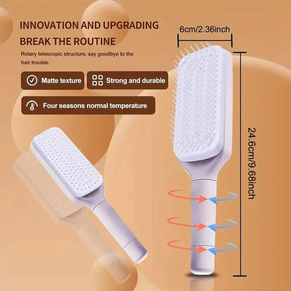 Planet Gates Self-Cleaning Scalp Massage Comb Air-bag Hair Comb Portable Anti-Detangling Hair Brush For Hair Styling One-key Cleaning Tools