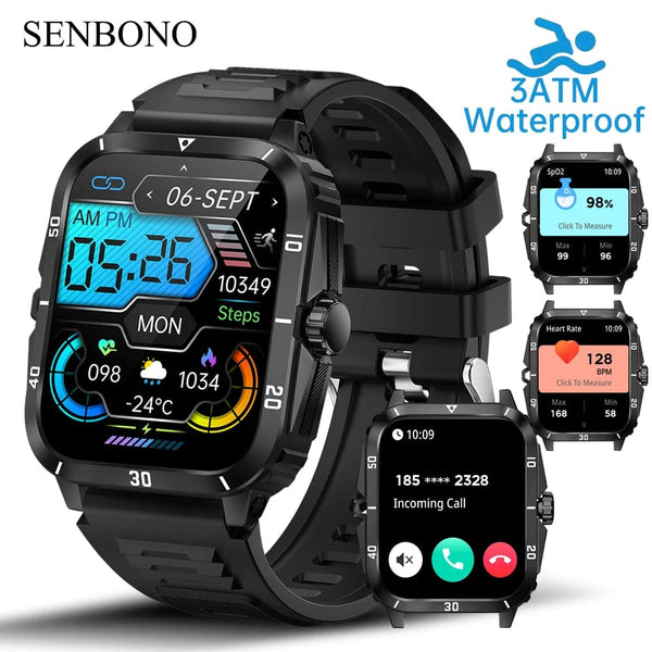 Planet Gates SENBONO Military Smart Watch Men IP68 3ATM Waterproof Outdoor Sports Fitness Tracker 24H Health Monitor Smartwatch Men 430mAh