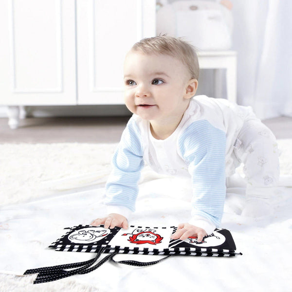 Planet Gates Sensory Cloth Book High Contrast Baby Toys 0-12 Months Newborn Crib Toys Black and White Animal Cloth Books Montessori Baby Book