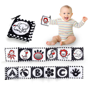 Planet Gates Sensory Cloth Book High Contrast Baby Toys 0-12 Months Newborn Crib Toys Black and White Animal Cloth Books Montessori Baby Book