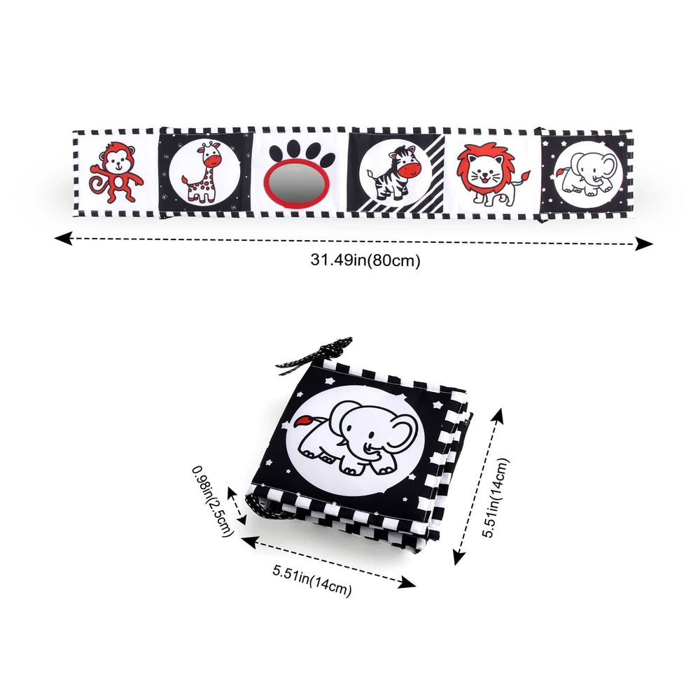 Planet Gates Sensory Cloth Book High Contrast Baby Toys 0-12 Months Newborn Crib Toys Black and White Animal Cloth Books Montessori Baby Book