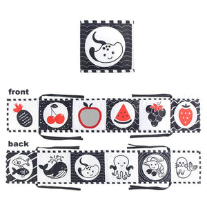 Planet Gates Sensory Cloth Book High Contrast Baby Toys 0-12 Months Newborn Crib Toys Black and White Animal Cloth Books Montessori Baby Book