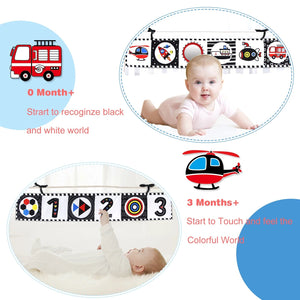 Planet Gates Sensory Cloth Book High Contrast Baby Toys 0-12 Months Newborn Crib Toys Black and White Animal Cloth Books Montessori Baby Book