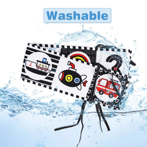 Planet Gates Sensory Cloth Book High Contrast Baby Toys 0-12 Months Newborn Crib Toys Black and White Animal Cloth Books Montessori Baby Book