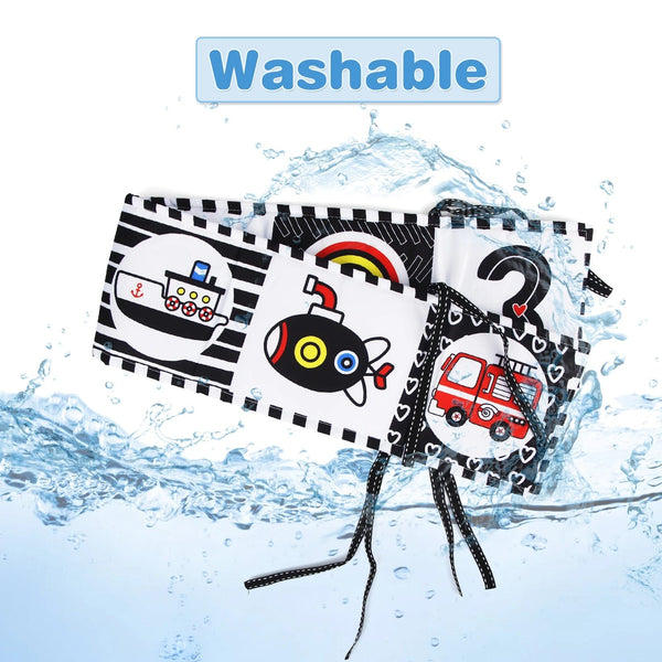 Planet Gates Sensory Cloth Book High Contrast Baby Toys 0-12 Months Newborn Crib Toys Black and White Animal Cloth Books Montessori Baby Book