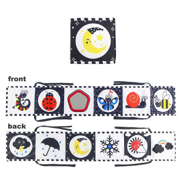 Planet Gates Sensory Cloth Book High Contrast Baby Toys 0-12 Months Newborn Crib Toys Black and White Animal Cloth Books Montessori Baby Book