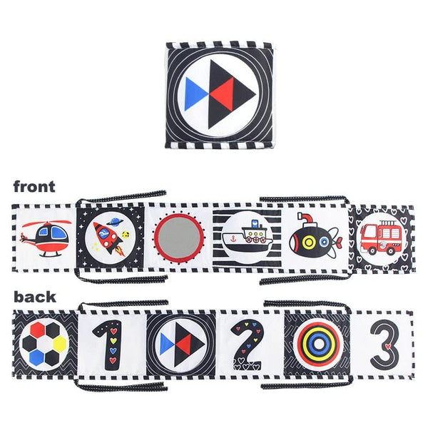 Planet Gates Sensory Cloth Book High Contrast Baby Toys 0-12 Months Newborn Crib Toys Black and White Animal Cloth Books Montessori Baby Book