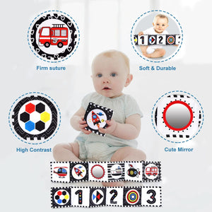 Planet Gates Sensory Cloth Book High Contrast Baby Toys 0-12 Months Newborn Crib Toys Black and White Animal Cloth Books Montessori Baby Book