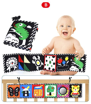 Planet Gates Sensory Cloth Book High Contrast Baby Toys 0-12 Months Newborn Crib Toys Black and White Animal Cloth Books Montessori Baby Book