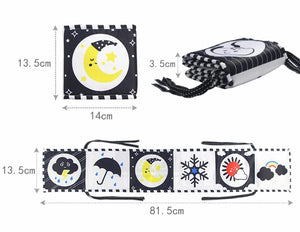 Planet Gates Sensory Cloth Book High Contrast Baby Toys 0-12 Months Newborn Crib Toys Black and White Animal Cloth Books Montessori Baby Book