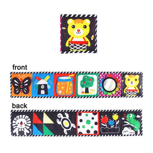 Planet Gates Sensory Cloth Book High Contrast Baby Toys 0-12 Months Newborn Crib Toys Black and White Animal Cloth Books Montessori Baby Book
