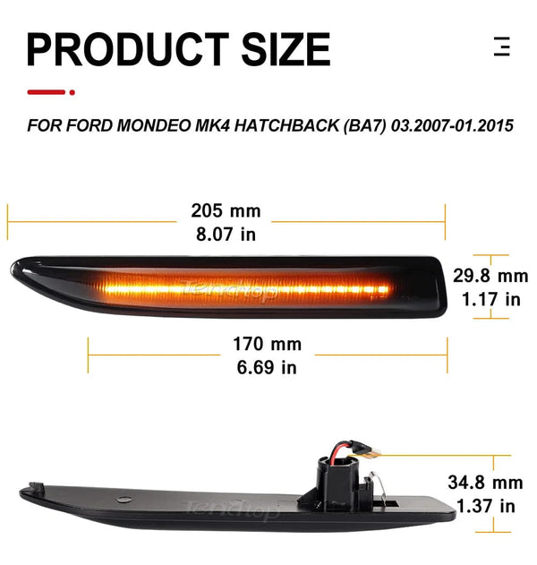 Planet Gates Sequential  LED Dynamic Turn Signal Side Marker Light Blinker For Ford Mondeo Mk4 Hatchback Saloon Estate (BA7) 2007-2015