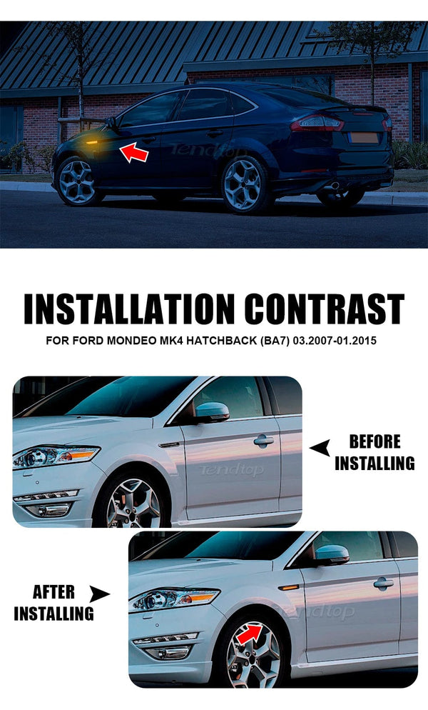 Planet Gates Sequential  LED Dynamic Turn Signal Side Marker Light Blinker For Ford Mondeo Mk4 Hatchback Saloon Estate (BA7) 2007-2015