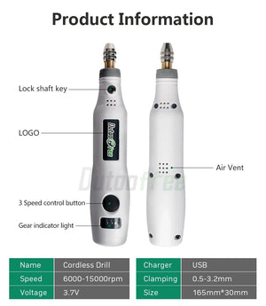 Planet Gates Set 1 24PCS 3 Speed USB Cordless Rotary Tool Dremel DIY Mini Drill Engraving Pen Electric USB Mini Wireless Drill With Accessories Set