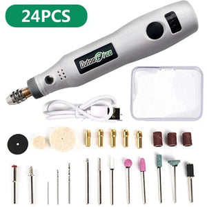 Planet Gates Set 1 24PCS 3 Speed USB Cordless Rotary Tool Dremel DIY Mini Drill Engraving Pen Electric USB Mini Wireless Drill With Accessories Set