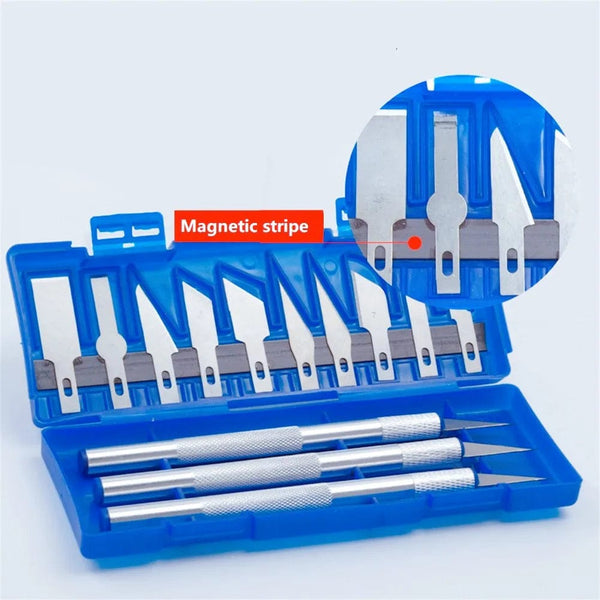 Planet Gates Set 13Pcs Carving Knife Craft Sculpture Paper Cutting Blade Precision Engraving Cutter Non-Slip Hand Tool DIY Art Hobby Repair Set
