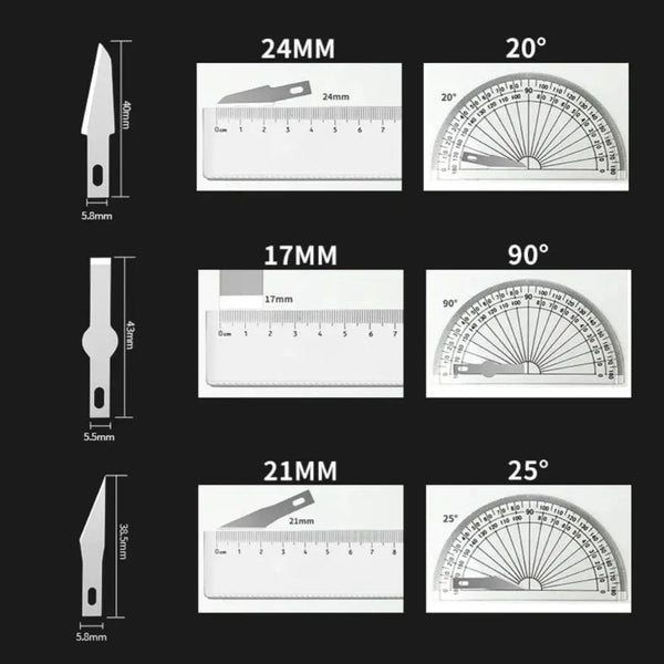 Planet Gates Set 13Pcs Carving Knife Craft Sculpture Paper Cutting Blade Precision Engraving Cutter Non-Slip Hand Tool DIY Art Hobby Repair Set