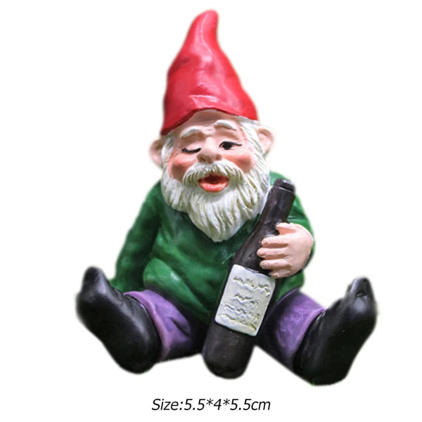 Planet Gates set 1pc Fairy Garden Drunk Gnomes Miniature Ornaments Set Mini Dwarf Bonfire Statues for Planter Flowerpot Decor Accessories